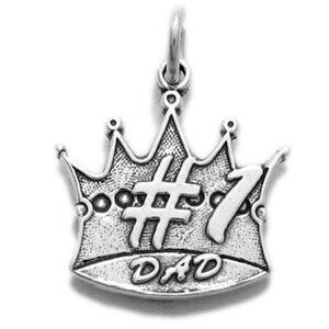 UNIQUE STERLING SILVER "#1 DAD" IN CROWN CHARM